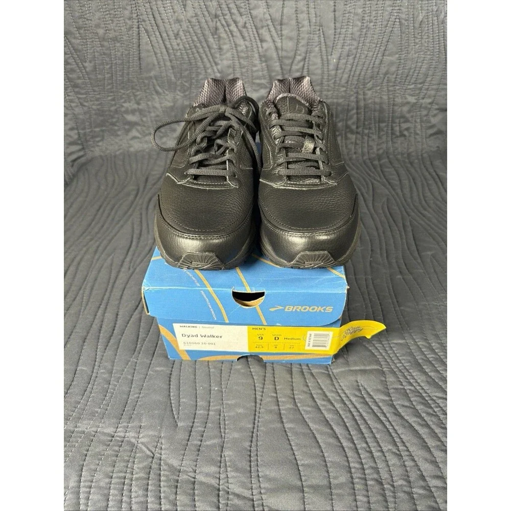 NEW Brooks Dyad Walker Men's Size 9 Wide D Black Leather Walking Shoes w/ Box